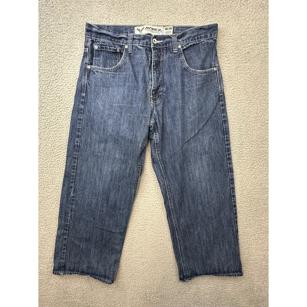 Vintage Avirex Mens Jeans 36x30 (28)* Blue Wash Denim Baggy Wide Leg Y2K Skater